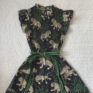 Printfresh Ready to Ruffle Dress in Bagheera in Ink